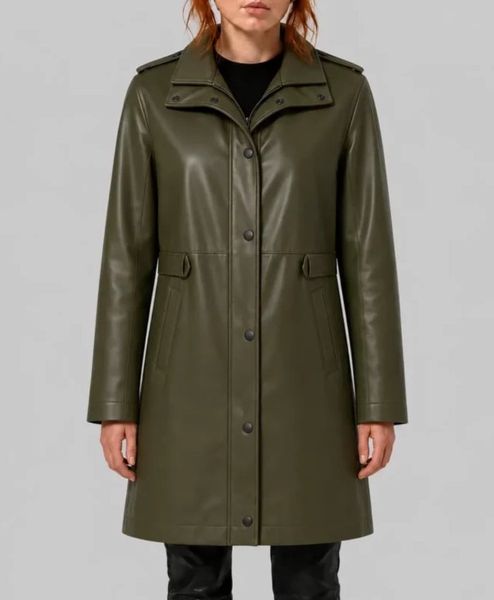 Spiderman BND Sadie Sink Green Leather Coat On Sale