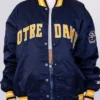 Starter University of Notre Dame 90s Blue Satin Bomber Jacket