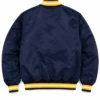 Starter University of Notre Dame 90s Blue Satin Bomber Jacket For Sale 