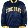 Starter University of Notre Dame 90s Blue Satin Jacket For Sale 