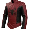 Spideey Men Maroon Leather Jacket