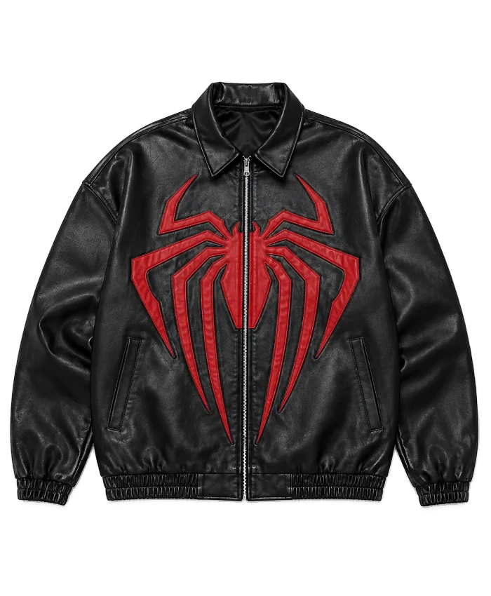 Spider-Man Oversized Black Leather Jacket