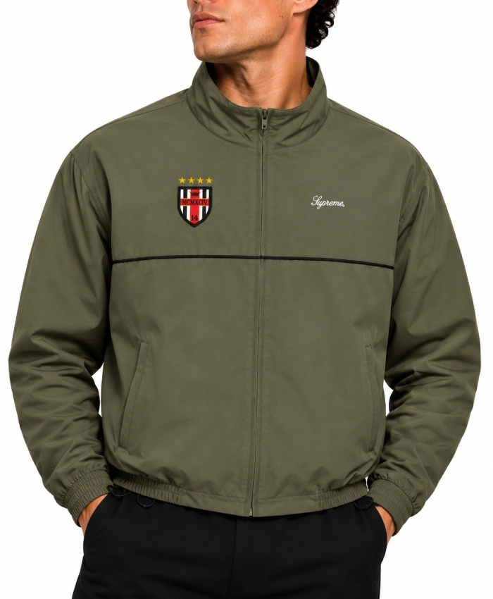 Supreme Cross Track Jacket in Olive Green