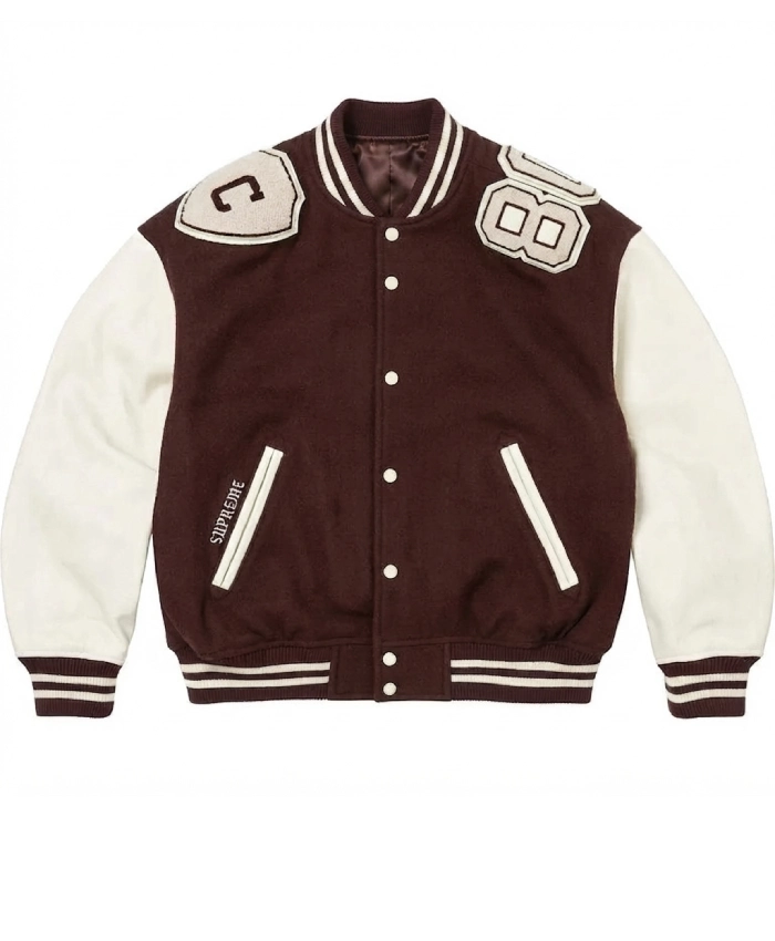 Supreme Captains Wool with Leather Sleeves Varsity Jacket Sale