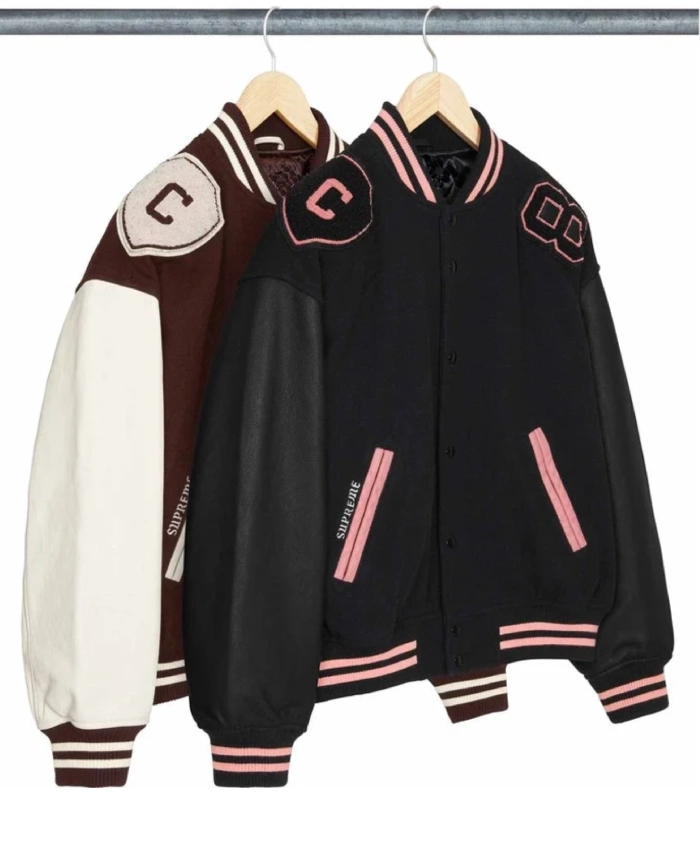 Supreme Captains Wool with Leather Sleeves Varsity Jacket