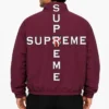 Supreme 2026 Embroidered Logo and Printed Design Polyester Cross Burgundy Track Jacket