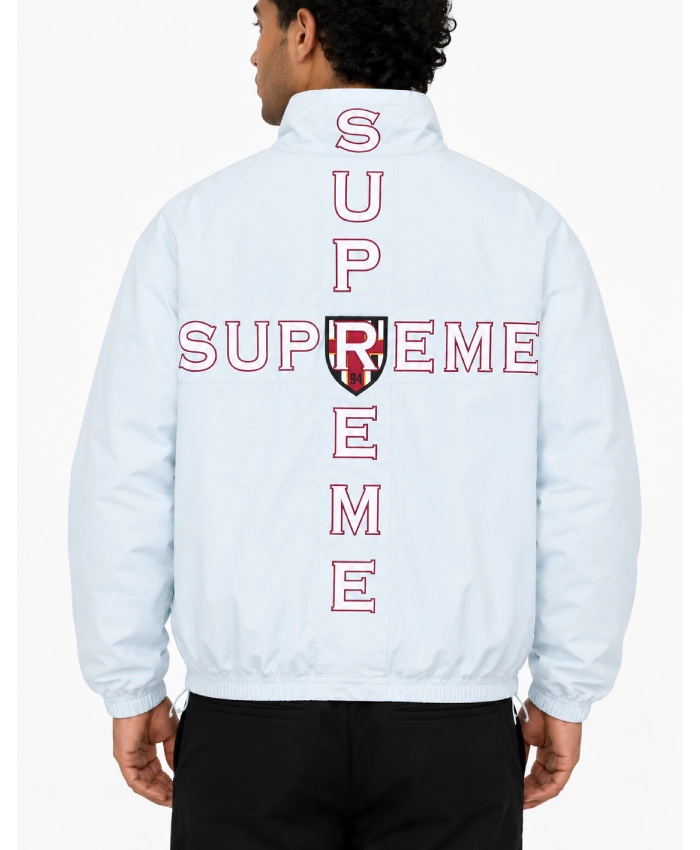 Supreme 2026 Embroidered Logo and Printed Design Polyester Cross White Track Jacket