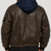 Supreme Stone Island Full Zip Brown Leather Bomber Jacket