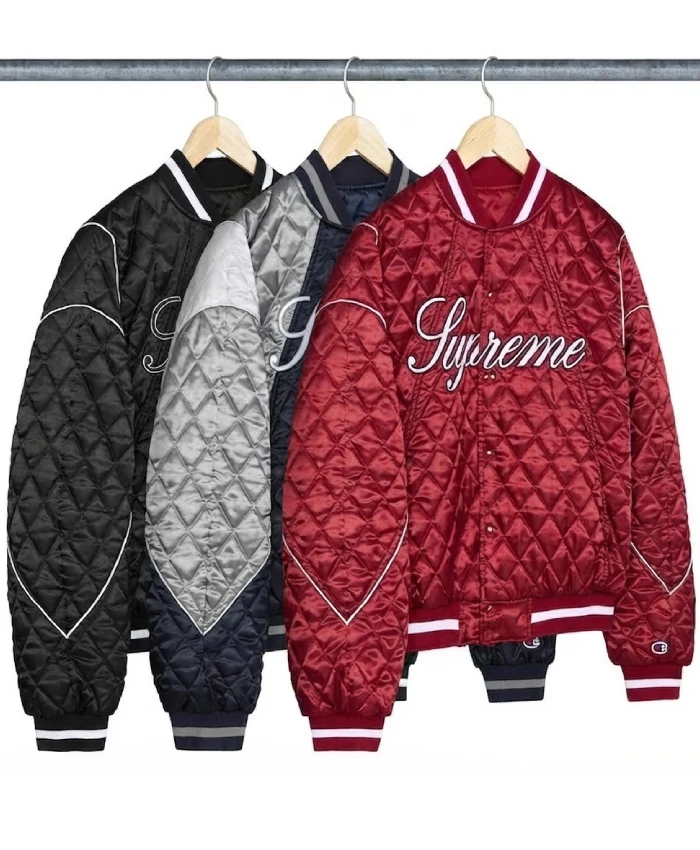 Supreme x Champion Quilted Satin Varsity Jacket - LJB