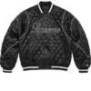 Supreme x Champion Quilted Full Snap Black Satin Varsity Jacket