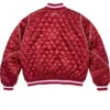 Supreme x Champion Quilted Full Snap Red Satin Varsity Jacket