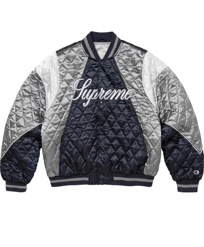 Supreme x Champion Quilted Satin Varsity Jacket