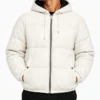 Supreme x Schott Leather Down Hooded Puffer Jacket in White