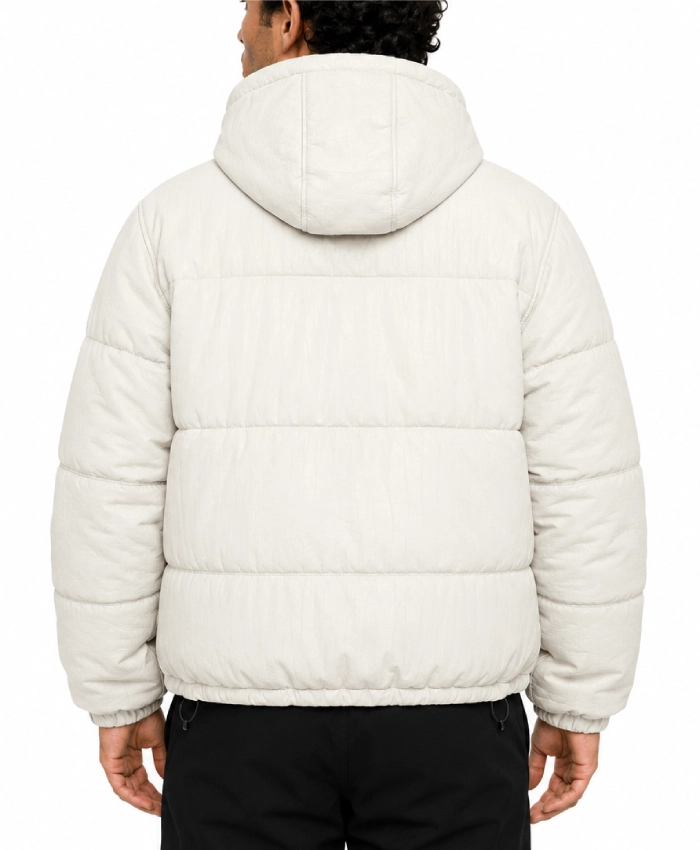 Supreme x Schott 2026 Leather Down Hooded Bomber White Puffer Jacket for Men and Women