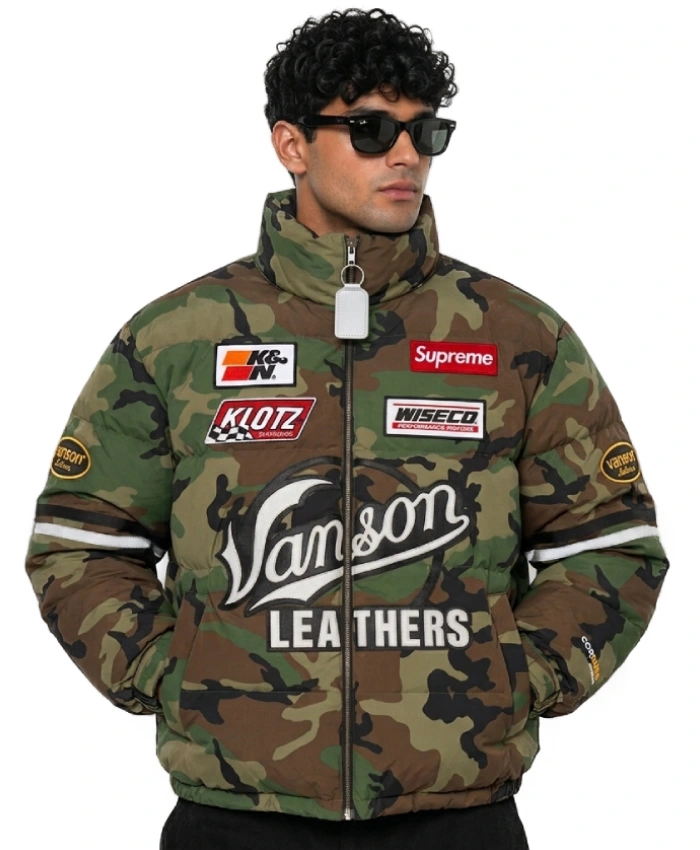 Buy Supreme x Vanson Leathers Cordura Down Detachable Camouflage Hood Jacket for Unisex