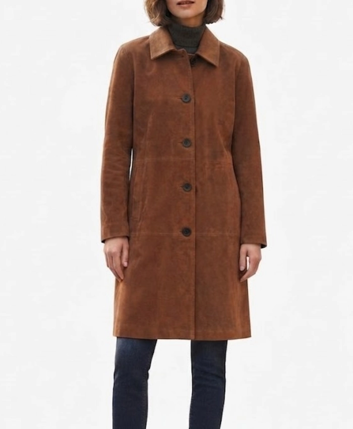 TV Series The Gentlemen 2026 Benedetta Porcaroli Brown Suede Leather Coat Sale