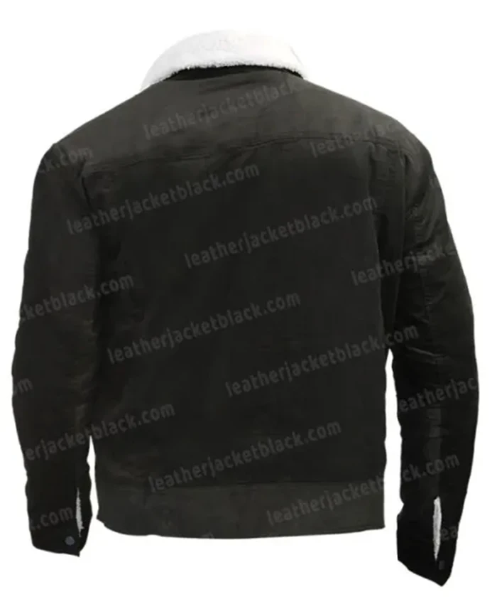 TV Series Yellowstone Mens Black Sherpa Lined Trucker Jacket Jacket For Sale