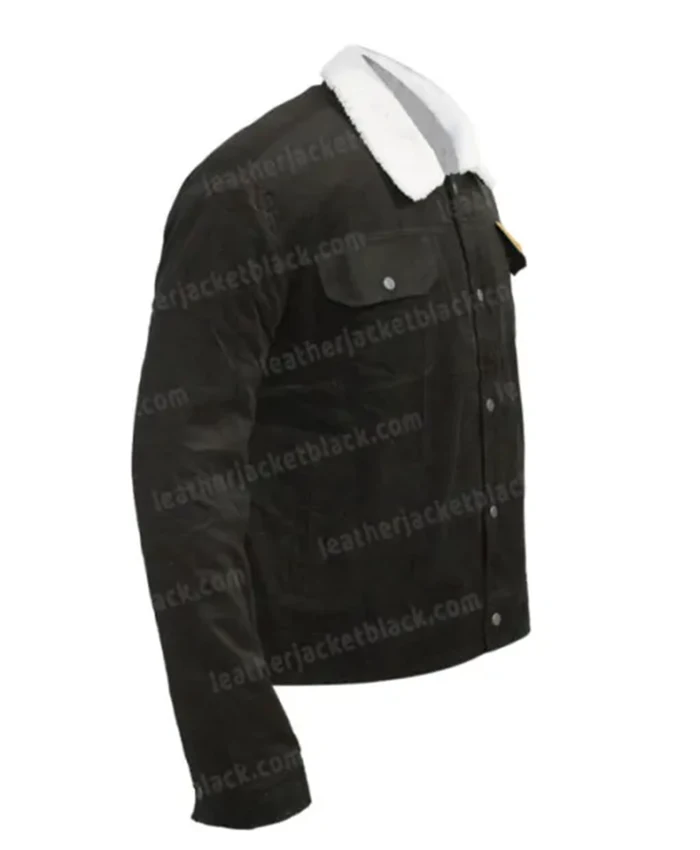 TV Series Yellowstone Mens Black Sherpa Lined Trucker Jacket Jacket