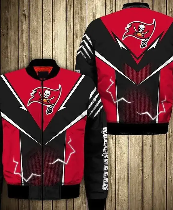 Tampa Bay Buccaneers Bomber Jacket For Men And Women Black And Red