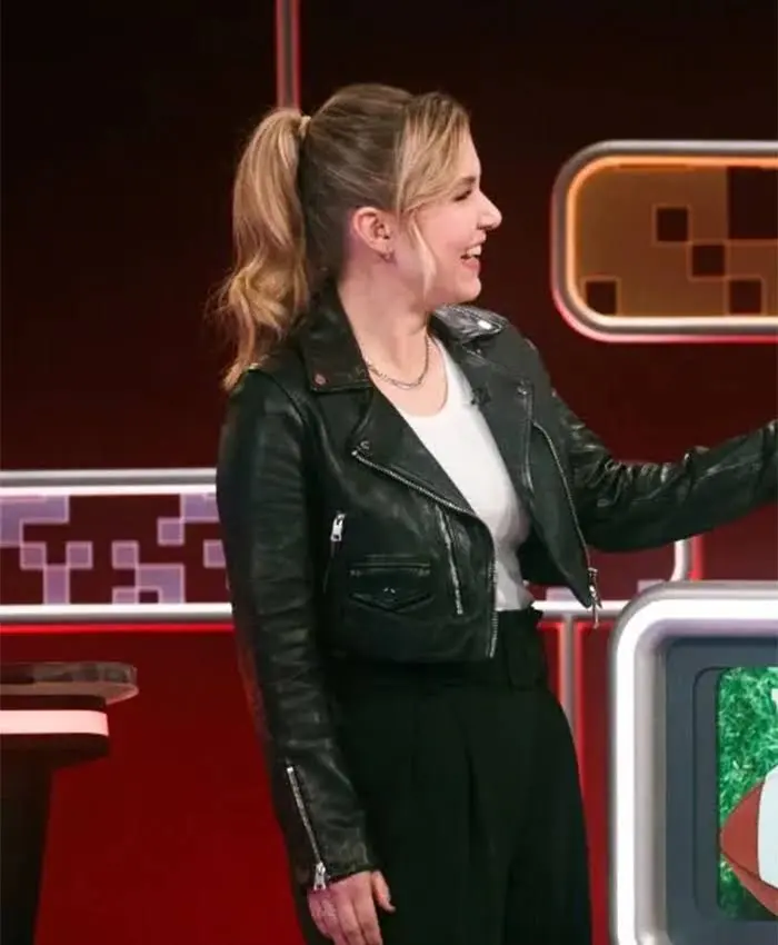Taylor Tomlinson After Midnight Crop Biker Black Jacket
