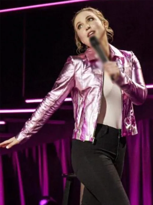 Taylor Tomlinson Have It All Pink Leather Jacket On Sale