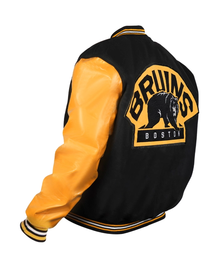 NHL Boston Bruins Leather Bomber Jacket - Image 4