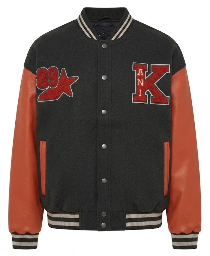 Ted Lasso S04 Abbie Hern Wool with Leather Black and Red Bomber Jacket On Sale