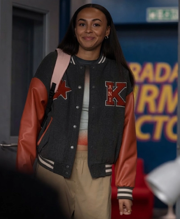 Ted Lasso S04 Abbie Hern Wool with Leather Bomber Jacket