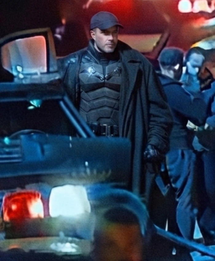 The Batman Part II On Set Oversized Black Coat