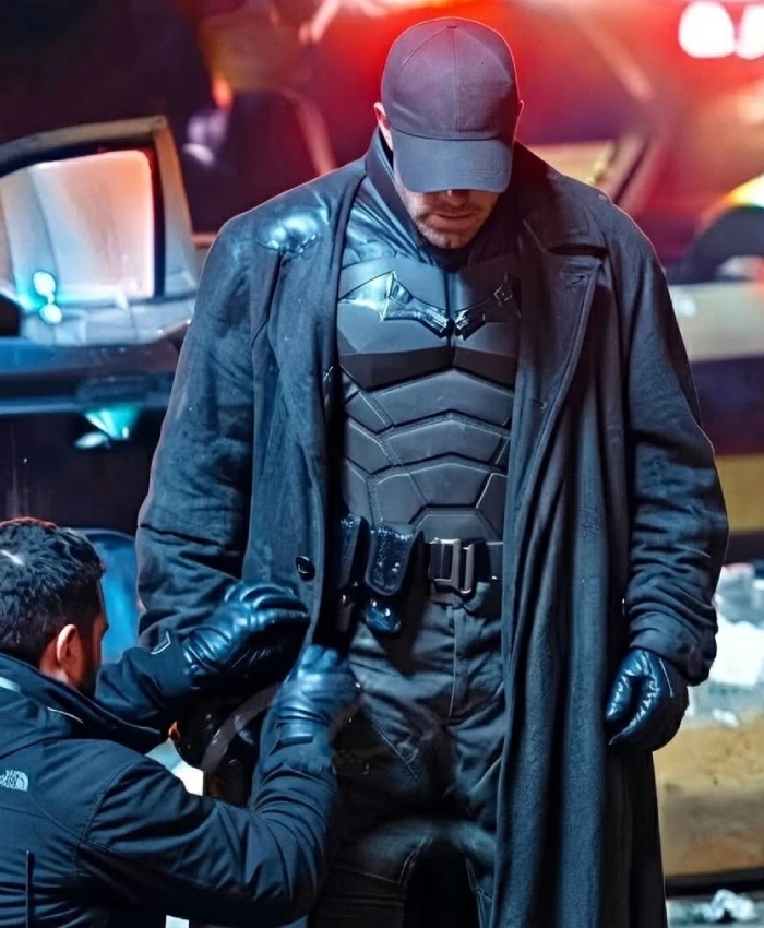 The Batman Part II On Set Oversized Black Wool Coat