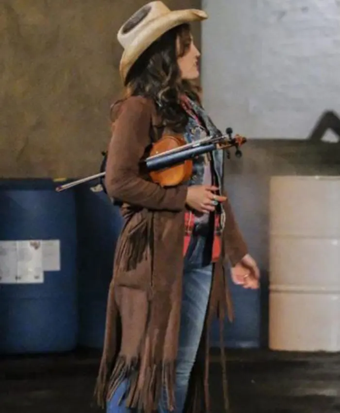 The Flash S04 Izzy Bowin Fringe Leather Coat