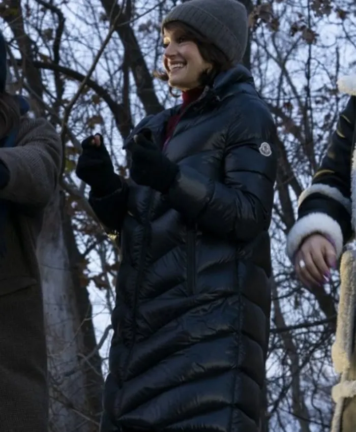 The Girls On The Bus 2024 Melissa Benoist Puffer Black Coat