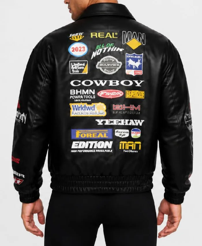 The Only Way Is Essex S37 Harry Derbidge Patched Leather Jacket Men