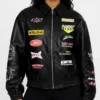 The Only Way Is Essex S37 Harry Derbidge Patched Leather Jacket Womens