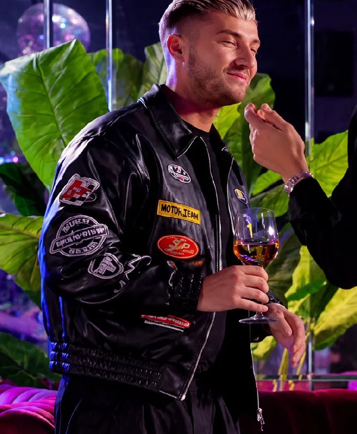 The Only Way Is Essex S37 Harry Derbidge Patched Leather Jacket