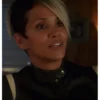 The Union 2024 Halle Berry Leather Black Jacket Close
