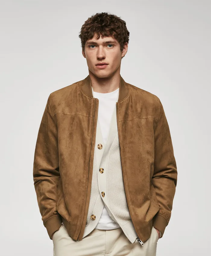 Torres Quince Brown Suede Bomber Jacket