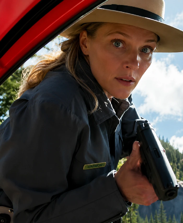 Tracy Spiridakos 2026 TV Series Anna Pigeon S01 Anna Pigeon Blue Cotton Jacket