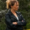 Tracy Spiridakos 2026 Anna Pigeon S01 Black Leather Jacket