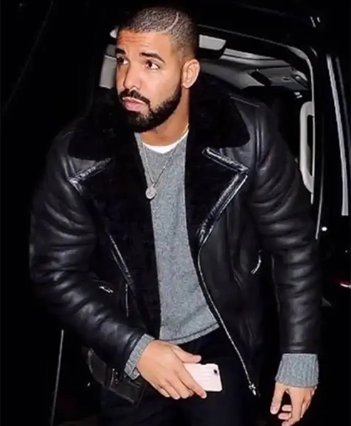 Trendy Drake Aviator Leather Jacket