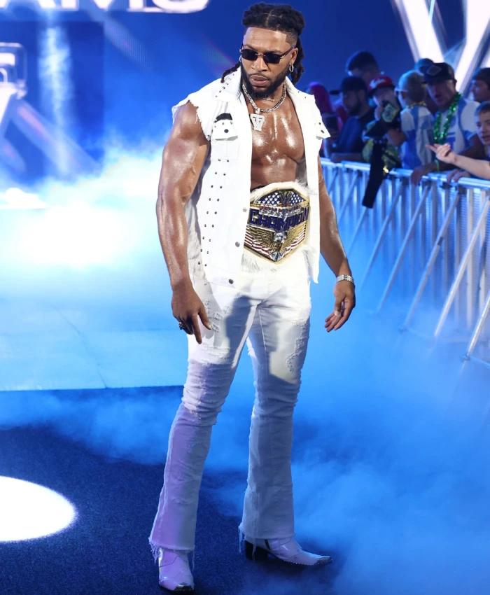 Trick Williams SmackDown 2026 White Leather Vest