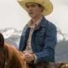 Tv Series Yellowstone Season 5 Finn Little Carter Blue Denim Trucker Jacket For Sale