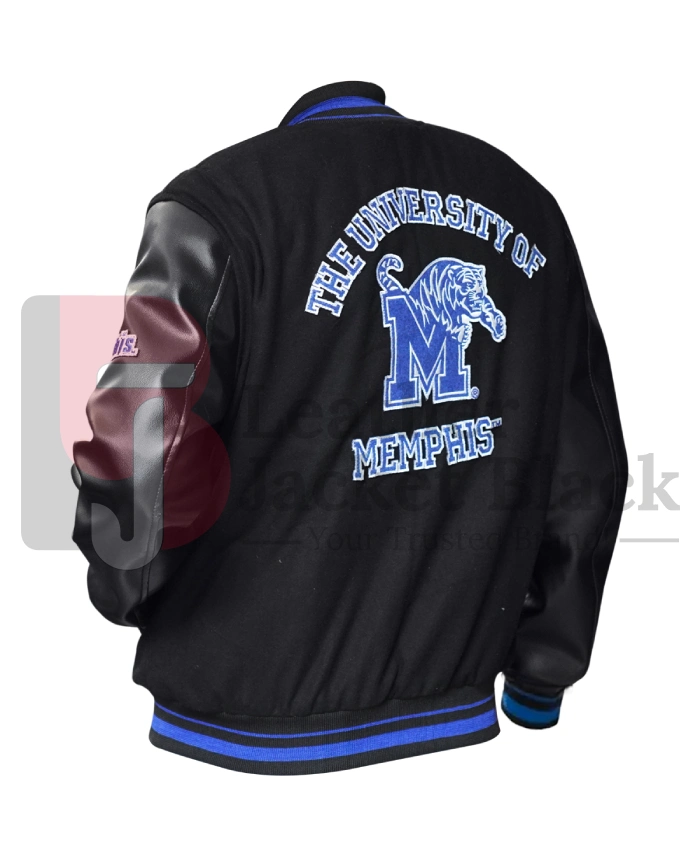 University Of Memphis Classic Black Wool Varsity Jacket Unisex