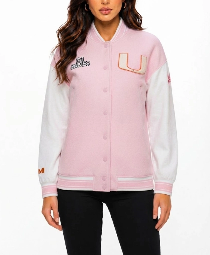 University of Miami Fanatics x LoveShackFancy College Varsity Jacket