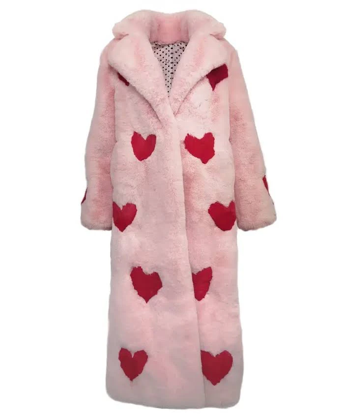 Valentines Day Heart Faux Fur Coat For Unisex