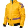Valorant Killjoy Inspired Yellow Cosplay Leather Bomber Jacket