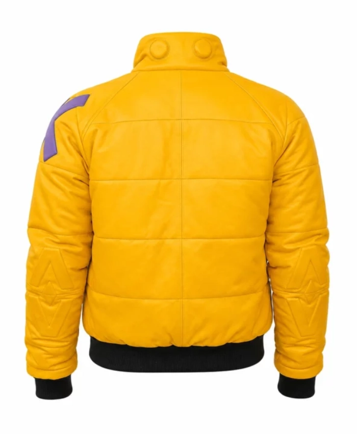 Valorant Killjoy Inspired Yellow Cosplay Leather Puffer Bomber Jacket