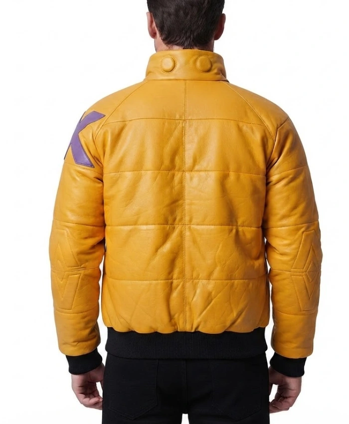 Valorant Killjoy Inspired Yellow Cosplay Leather Puffer Jacket