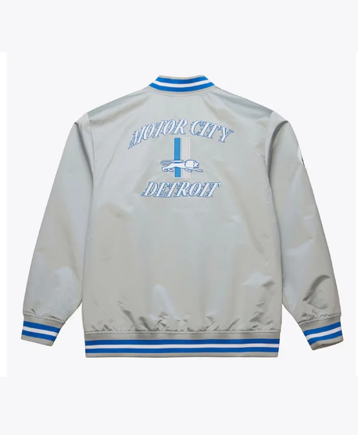 Vintage Logo Detroit Lions Double Down Full-Snap Silver Satin Jacket