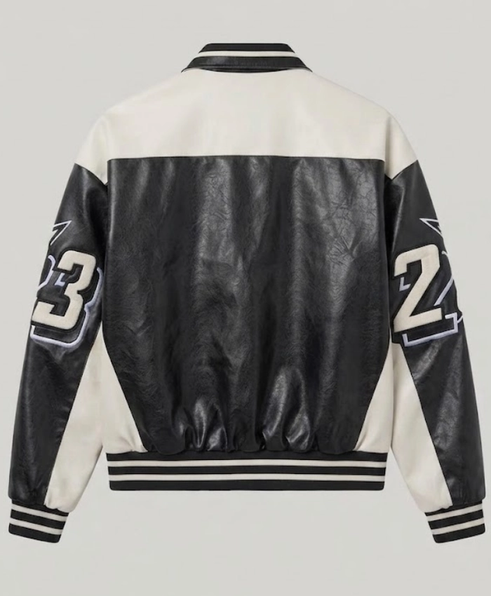 WNBA Sydney Taylor AKIRA Leather Black and White Bomber Jacket